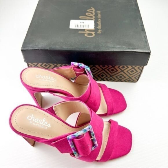 Charles David Sandal womens size 7 Pink Buckle Gleam Slide Sandal - Picture 15 of 15